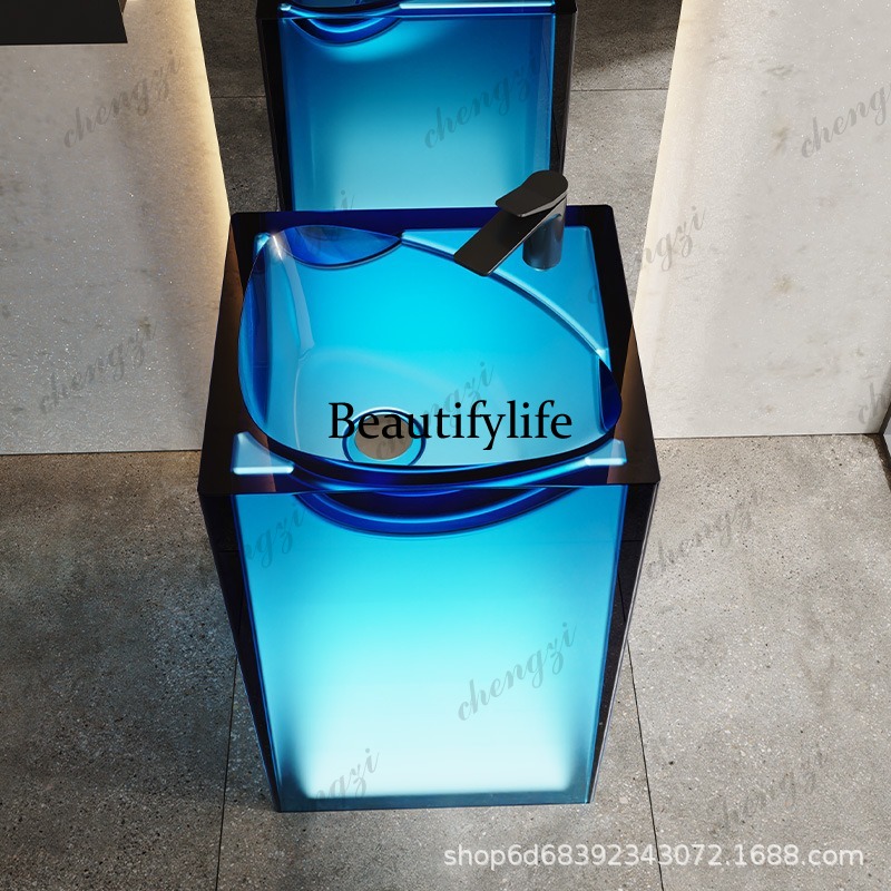 Resin Art In Floor - Lavabo a colonna in resina trasparente