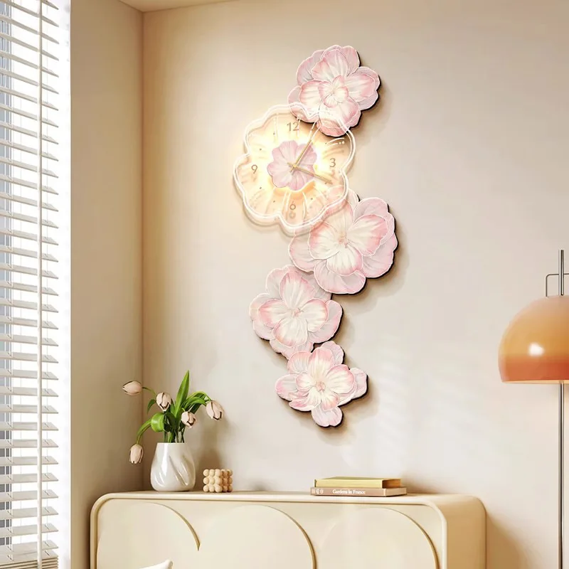 Resin Art Clock - Fiore rosa luce orologio da parete