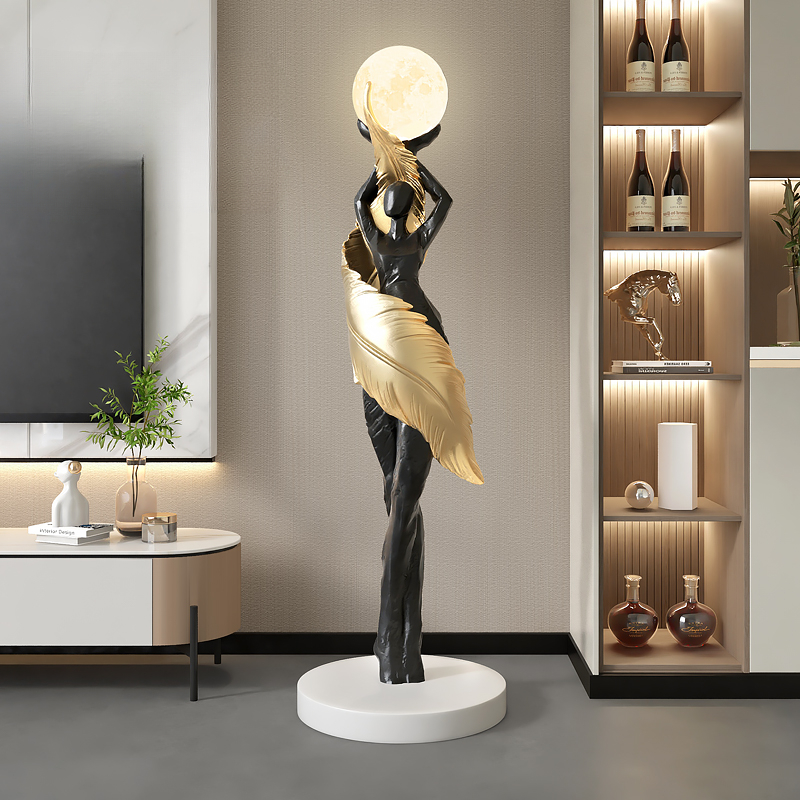 Resin Art In Floor - Scultura d'Arte Astratta Moderna con Ragazza