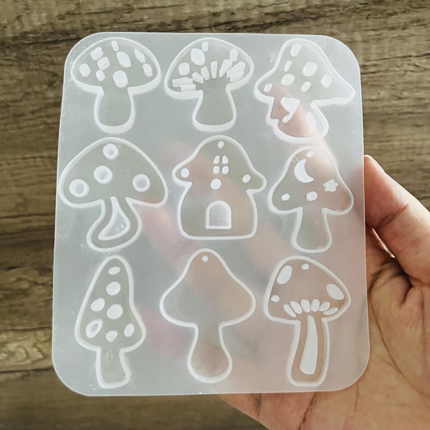 Resin Art Glue - Ciondolo per orecchini con funghi multi