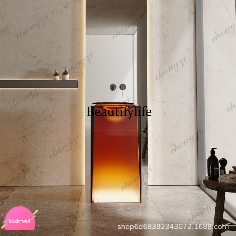 Resin Art In Floor - Lavabo a colonna in resina trasparente